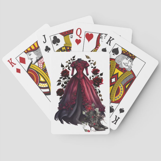 Jeu De Cartes Robe et talons rouges victoriens | Antique Rose Go (dos)