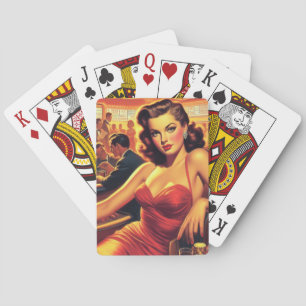 Jeu De Cartes Robe rouge fille glamour vintage