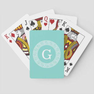 Jeu De Cartes Robin Oeuf Wht Grille Grecque Cadre Rnd Initial Mo