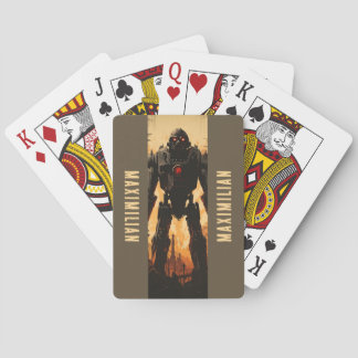 Jeu De Cartes Robot géant dans le Monogramme de paysage post-apo