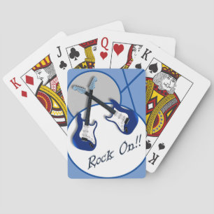 Jeu De Cartes Rocher Sur Double Guitare Bleue Jouer Des Cartes