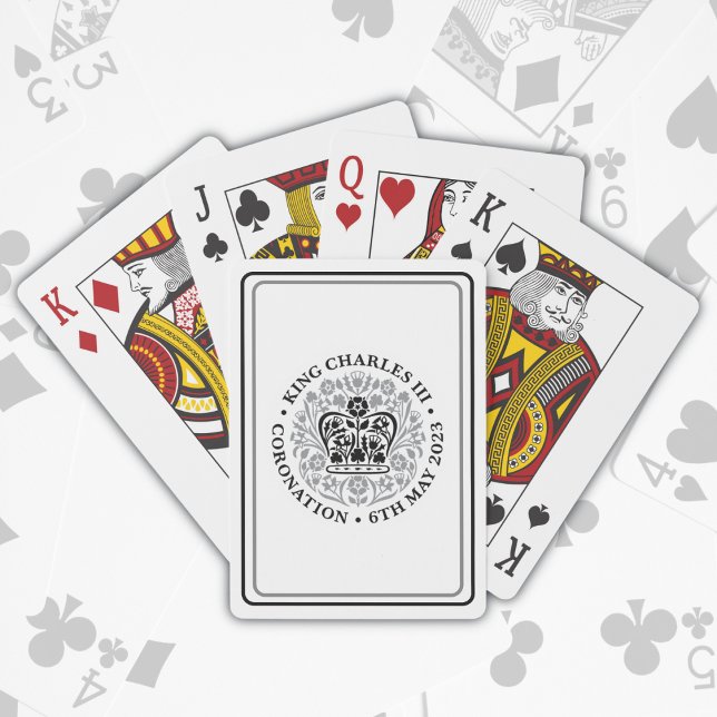 Jeu De Cartes Roi Charles III Coronation Noir Logo Patriotique (King Charles III Coronation Souvenir)