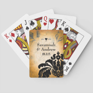 Jeu De Cartes Romantique Héritage Vintage Rose Gold Damassé Noir