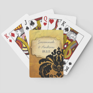 Jeu De Cartes Romantique Héritage Vintage Rose Or Noir Damassé