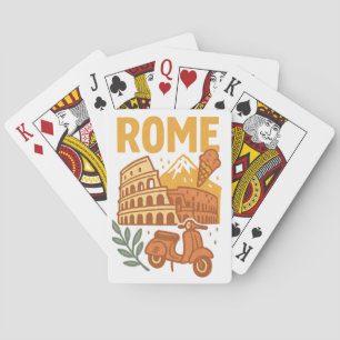 Jeu De Cartes Rome Italie Minimaliste Colisée Dessiné à la Main