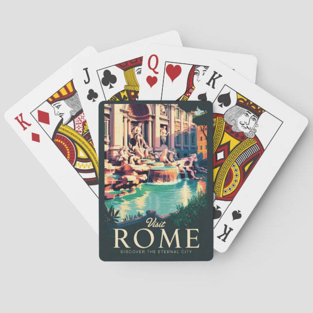Jeu De Cartes Rome Italie Trevi Fontaine Illustration Voyage Art (dos)