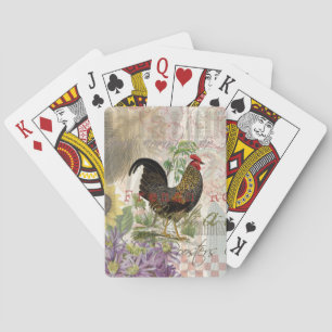 Jeu De Cartes Rooster vintage Français Collage Ferme Animaux dom
