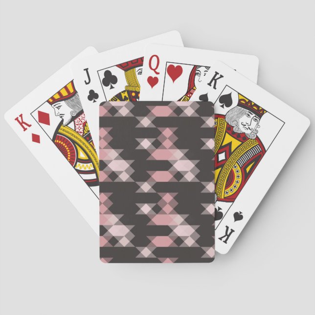 Jeu De Cartes rose blanc et gris géométrique (dos)