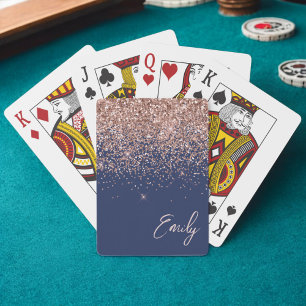 Jeu De Cartes Rose bleu marine Gold Blush Pink Parties scintilla