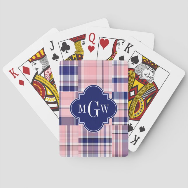 Jeu De Cartes Rose, Bleu Marine Pré-collection Patchwork Madras  (dos)