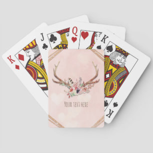Jeu De Cartes Rose Blush Rose Floral Cerf Bois de Cerf Bohème Ch