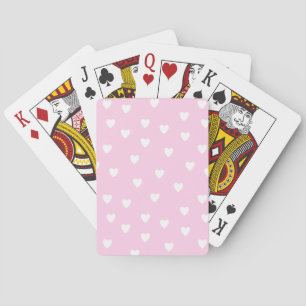 Jeu De Cartes Rose chaud mignon avec Coeurs blancs