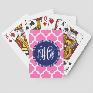 Jeu De Cartes Rose Chaud Poids Marocain #5 Navy Vigne Monogramme