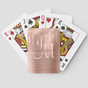 Jeu De Cartes Rose Chic goutte d'or brossé métal flush Script