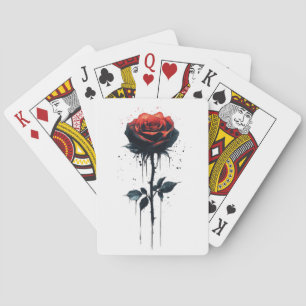 Jeu De Cartes Rose de sang coulant : Art Floral Gothique