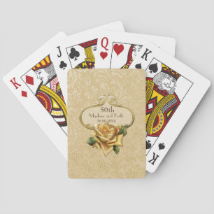 Jeu De Cartes Rose d'or Damask 50e Mariage A