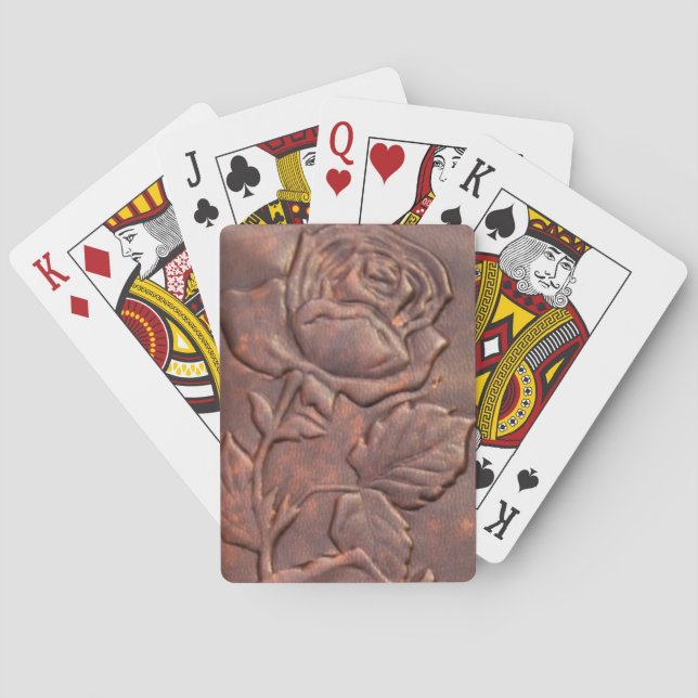Jeu De Cartes Rose en cuir vintage (dos)