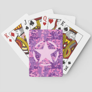 Jeu De Cartes Rose étoilé déco sur camouflage numérique