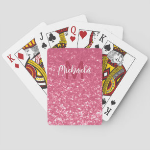 Jeu De Cartes Rose faux pailleté rose clair Monogramme