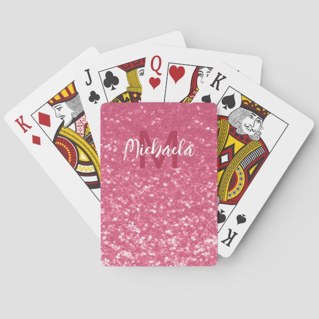 Jeu De Cartes Rose faux pailleté rose clair Monogramme (dos)