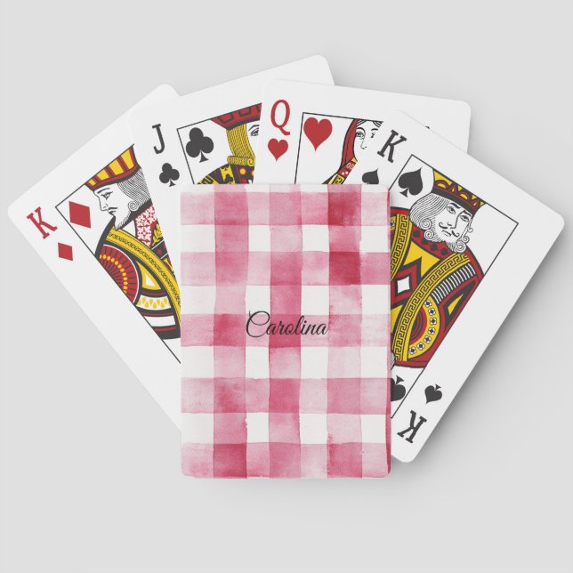 Jeu De Cartes Rose Féminin Blanc Carreaux Rayures (dos)
