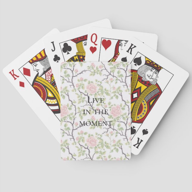 Jeu De Cartes Rose Florale Rouge Rosée (dos)
