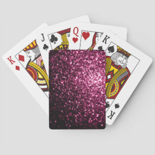 Jeu De Cartes Rose foncé faux brillant paillettes scintille