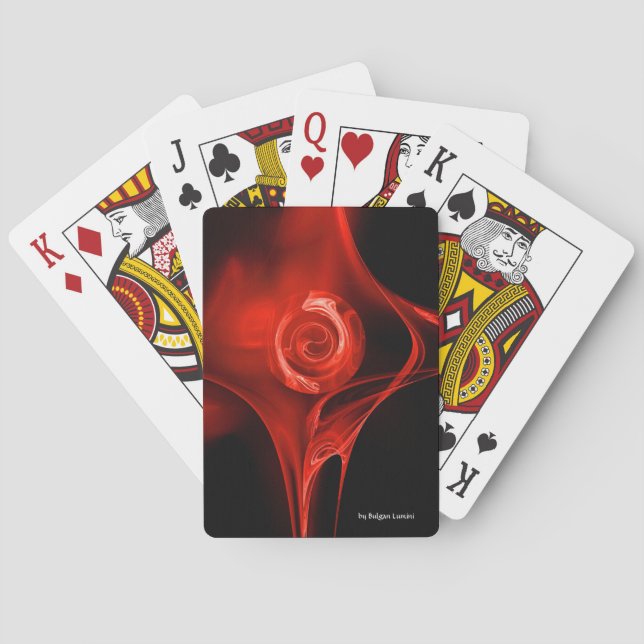 JEU DE CARTES ROSE FRACTAL ROUGE EN NOIR (dos)