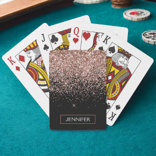 Jeu De Cartes Rose Gold Blush Fucsia Paillettes Monogramme Fémin