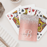 Jeu De Cartes Rose Gold brossé Parties scintillant métallique No<br><div class="desc">Personnalisez facilement ce design de cartes à jouer chic branché avec une jolie parties scintillant brillante en argent sur un arrière - plan métallique brossé en or rose.</div>