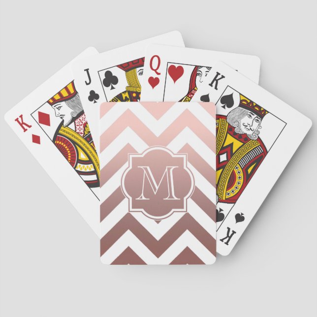 Jeu De Cartes Rose Gold Chevrons Monogram (dos)