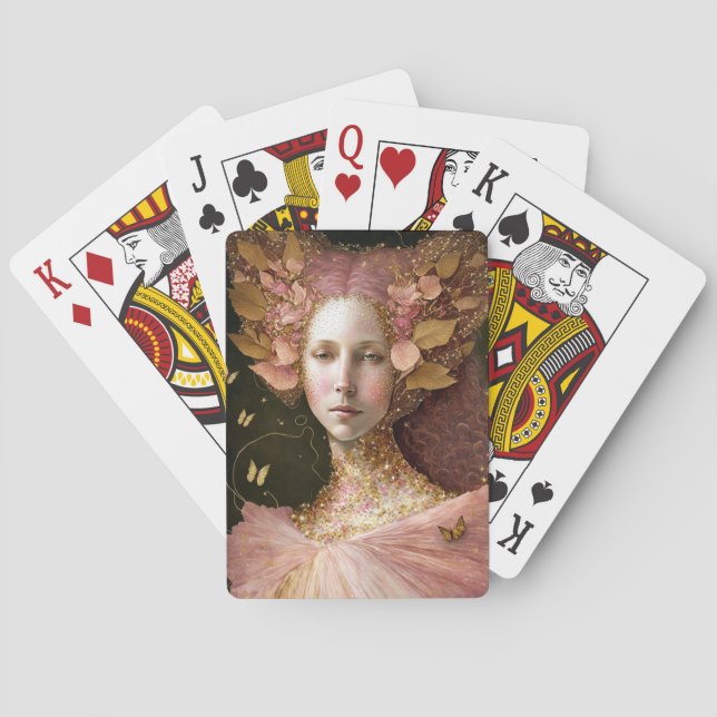 Jeu De Cartes Rose Gold Fairy Fae Femme Imaginaire Art (dos)