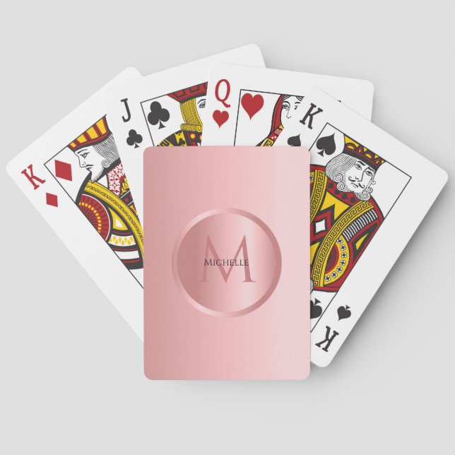 Jeu De Cartes Rose Gold Monogramme Elegant Modèle personnalisé (dos)