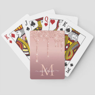 Jeu De Cartes Rose Gold Parties scintillant Lettre personnalisée