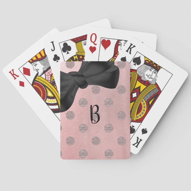 Jeu De Cartes Rose Gold Rose Brillant Glamour Points et Nœud Mod (dos)