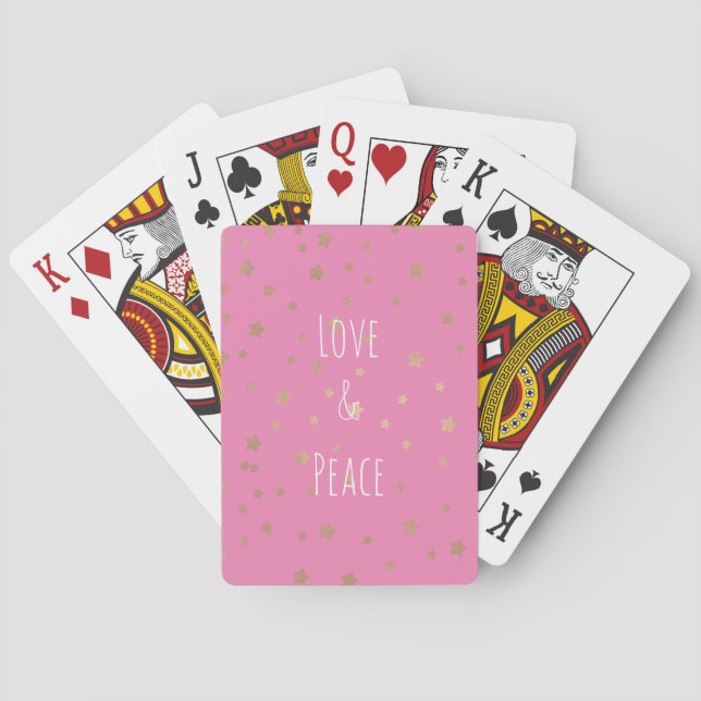 Jeu De Cartes Rose Gold Stars Amour et Paix (dos)