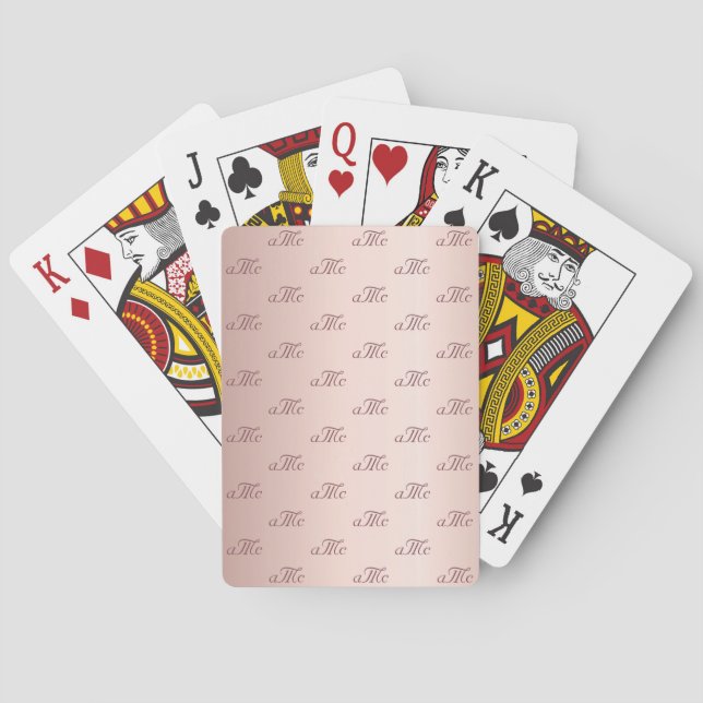 Jeu De Cartes Rose or monogramme paraphes mariage (dos)
