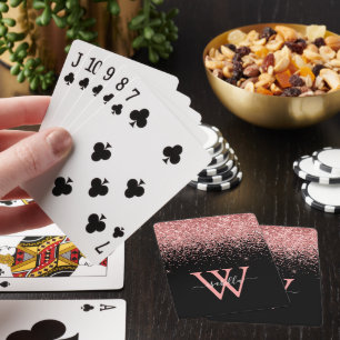Jeu De Cartes Rose Pailleté Noir Nom Script Élégant