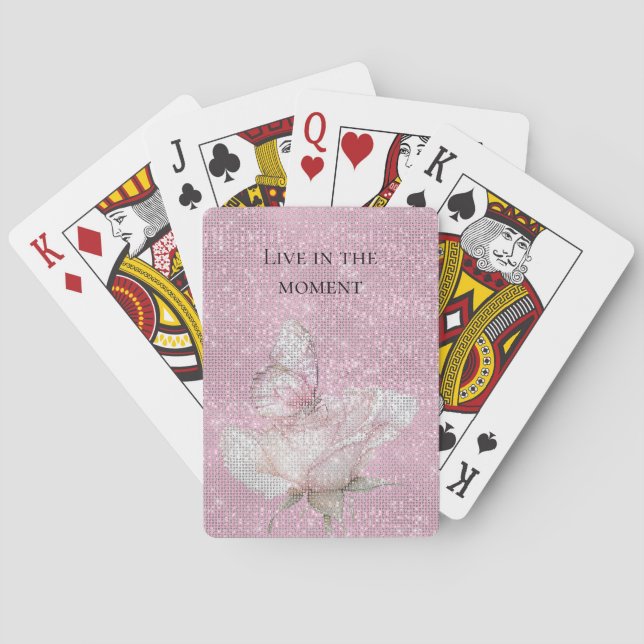 Jeu De Cartes Rose papillon scintillant rose tendre (dos)