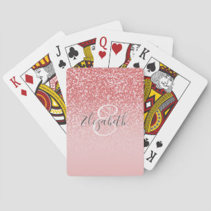 Jeu De Cartes Rose Parties scintillant or Blush Ombre Nom du mon