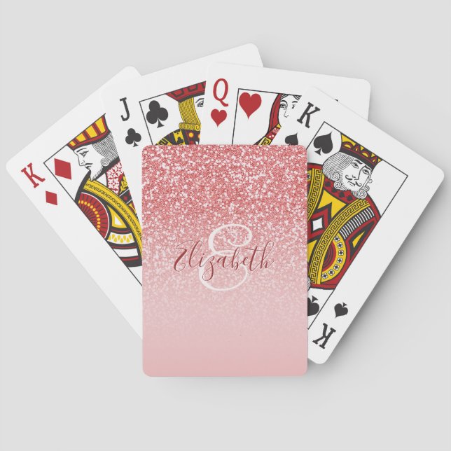 Jeu De Cartes Rose Parties scintillant or Blush Ombre Nom du mon (dos)