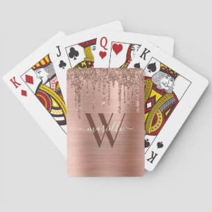 Jeu De Cartes Rose Parties scintillant or  brossé métal Monogram
