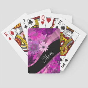 Jeu De Cartes Rose personnalisé de maman floral