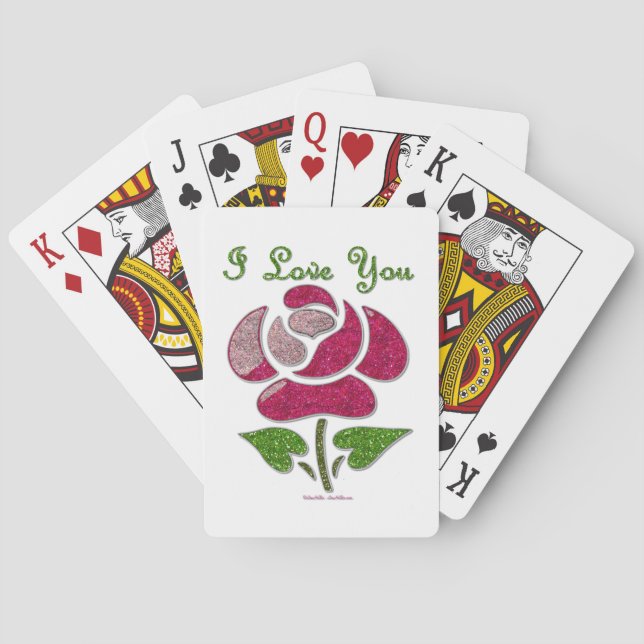 Jeu De Cartes Rose Pochoir Rose Je T'aime (dos)