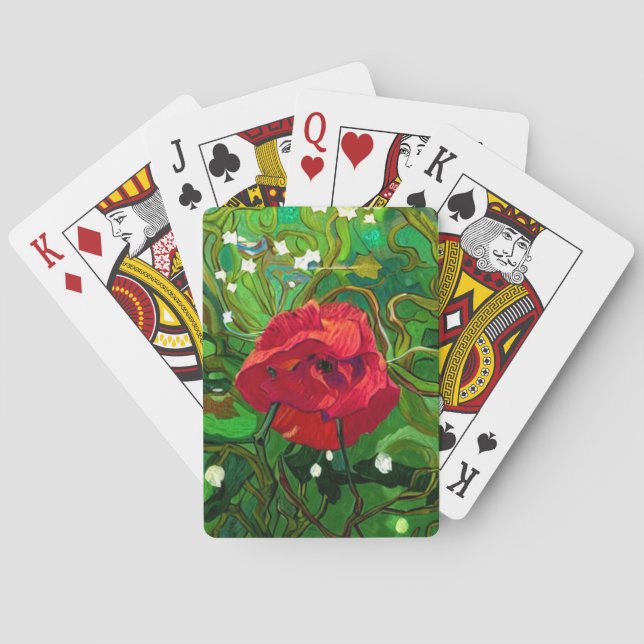 JEU DE CARTES ROSE ROUGE  (dos)
