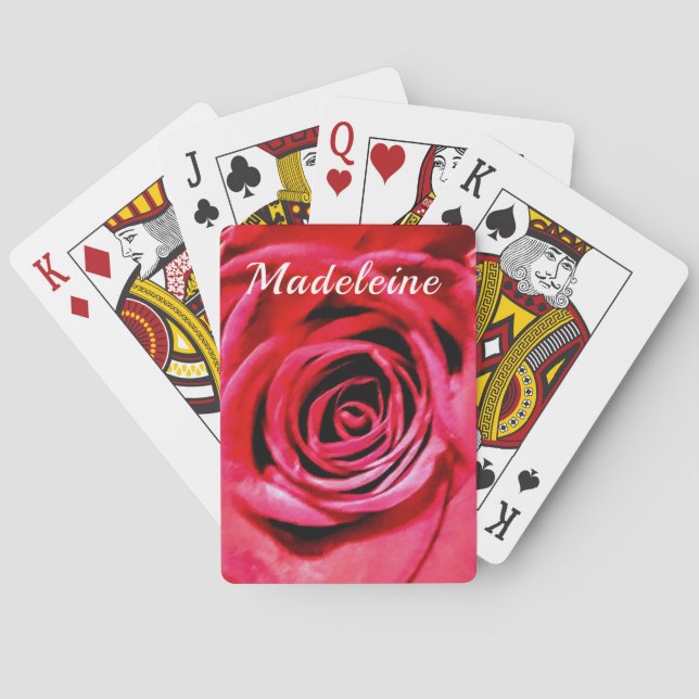 Jeu De Cartes Rose rouge personnalisée (dos)