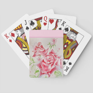 Jeu De Cartes Rose rouge Shabby Chic Aquarelle Rose Rose Floral