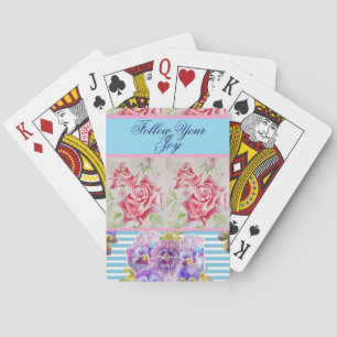 Jeu De Cartes Rose Rouge Shabby Chic Roses Aquarelle Rose Pâle B