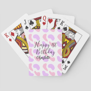 Jeu De Cartes Rose violet abstrait formes heureux 1er anniversai