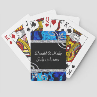 Jeu De Cartes Roses Bleus brillants et Mariage de perles de diam
